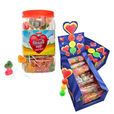 MAYURSGELS Sweet Hearts Pop Jelly Lollipop Combo (30 Pcs And 100 pcs) | Mixed Fruit flavours | For everyday enjoyment,1.1 Kg
