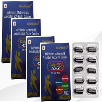 Daily-OD Active Multivitamin, Multimineral & Antioxidant Soft Gelatin Capsules with Calcium, 10 Capsules Pack of-4