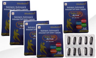 Daily-OD Active Multivitamin, Multimineral & Antioxidant Soft Gelatin Capsules with Calcium, 10 Capsules pack of-5