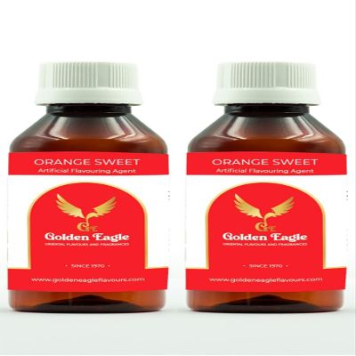 Golden Eagle Orange Sweet Flavour Pack of 2 (100ml Each) | Zesty Food Essence for Juices, Cake, Pastries & Sorbets