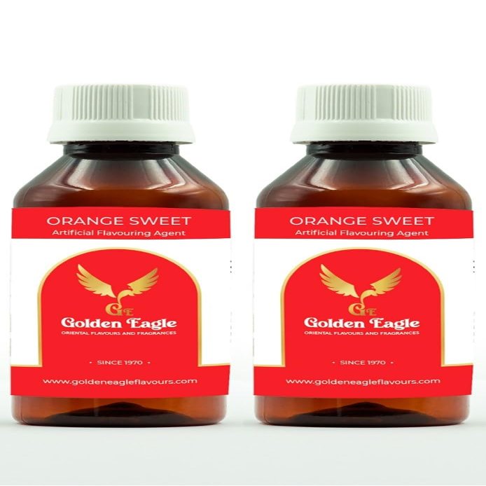 Golden Eagle Orange Sweet Flavour Pack of 2 (100ml Each) | Zesty Food Essence for Juices, Cake, Pastries & Sorbets