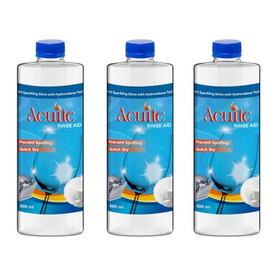 Acuite Rinse Aid liquid for Dishwasher | Quick drying, No spotting, Sparkling Shine (500ml Pack of 3)