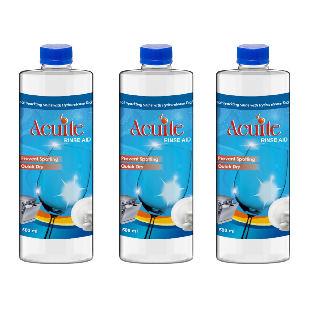 Acuite Rinse Aid liquid for Dishwasher | Quick drying, No spotting, Sparkling Shine (500ml Pack of 3)