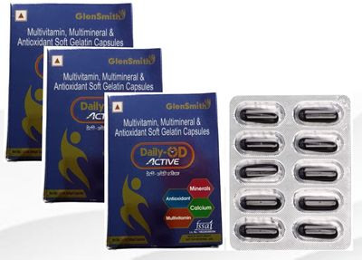 Daily-OD Active Multivitamin, Multimineral & Antioxidant Soft Gelatin Capsules with Calcium, 10 Capsules Pack of -3