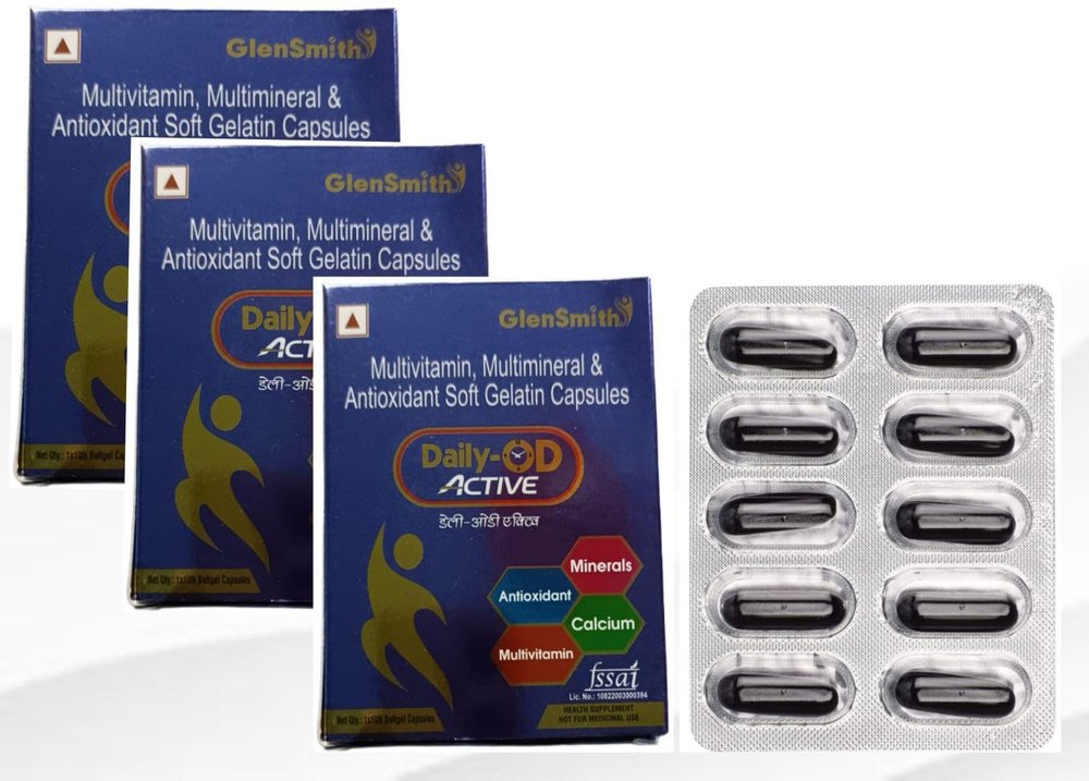 Daily-OD Active Multivitamin, Multimineral & Antioxidant Soft Gelatin Capsules with Calcium, 10 Capsules Pack of -3