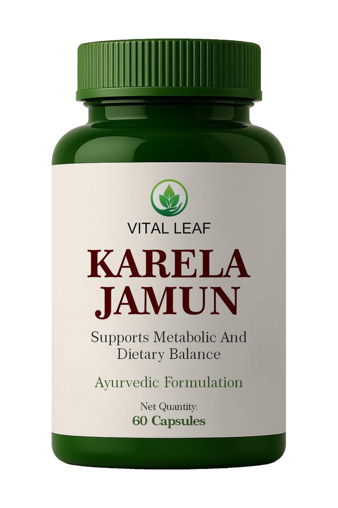 Vital Leaf Karela Jamun Capsules | Ayurvedic Blend with Karela, Jamun, Methi, Gudmar & Neem | Supports Healthy Blood Sugar Levels, 60 Veg Capsules