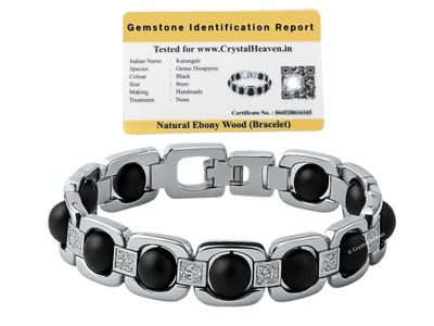 Crystal Heaven Certified Karungali Bracelet - 8mm Original Karungali Bracelet with Lab Certificate, Authentic Karungali Malai Original for Men and Women - Pre Energized Black Ebony Wood