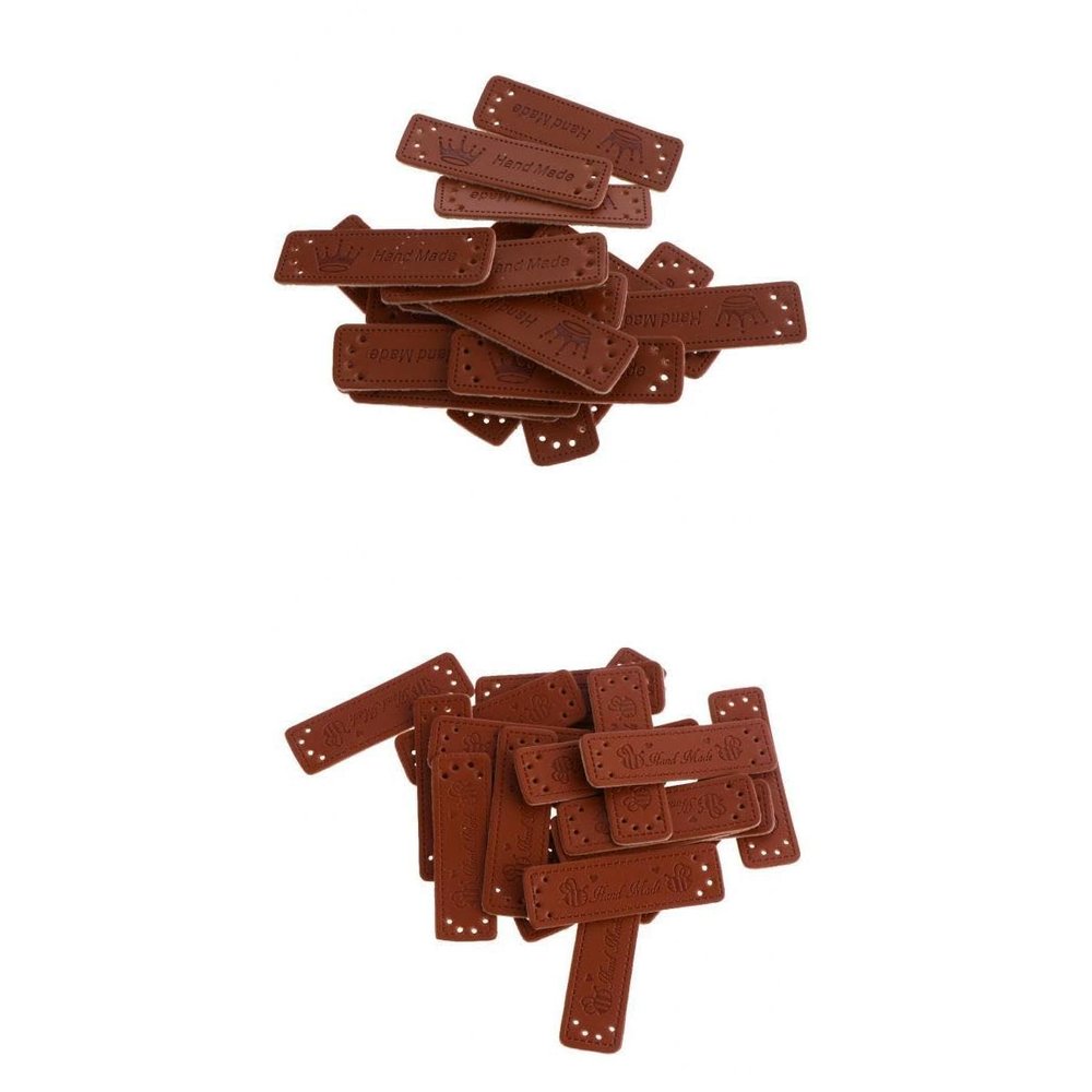 CALANDIS 40pcs Retro Brown Leather Handmade Label Tags DIY Sew Craft Patches | Trims | Embellishments & Finishes | Sewing