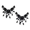 CALANDIS 2 Pieces Flower Lace Applique Neck Collar Fabric Sewing Craft Trim DIY Black | Trims | Embellishments & Finishes | Sewing view 1