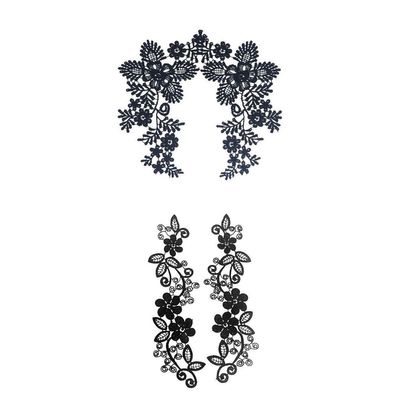 CALANDIS 2 Sets Embroidered Neckline Collar Flower Lace Trimming Applique Black | Trims | Embellishments & Finishes | Sewing