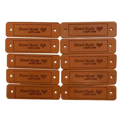 CALANDIS 10pcs Hand Made with Love Labels Tags Crafts Sewing Knitting Bag Light Brown | Trims | Embellishments & Finishes | Sewing