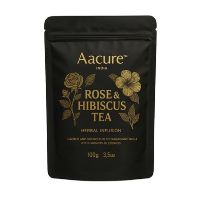 Aacure Rose Hibiscus Flower Tea | Blend of Rose Hibiscus Flower |100+cups | Herbal Tea | Boost of Antioxidants | Skin Glow 100 Grams