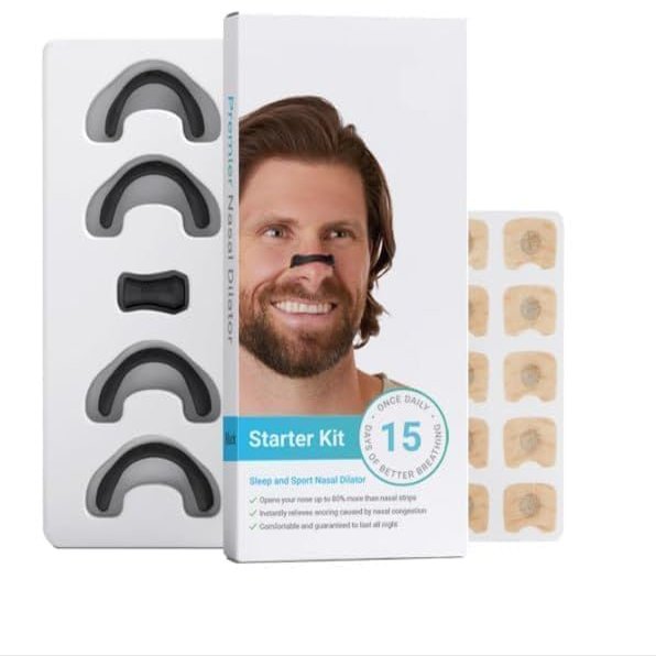 10 Pack Breathing Nasal Strip Starter Kit for Boost Oxygen Level, Reduce Snoring, Improve Sleep Quality - Sweat Resistant, Skin Safe Nasal Strips - Extra Strength Snoring Solution Sugar Control Acupressure (10 Count)
