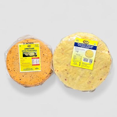 ADH Papad Combo | 400gms Banarasi Aloo Papad + 200gms Chana Pappad | Authentic Banarasi Aloo Papar | Chatpata Chana Dal Papadum