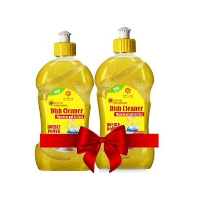 Natuur Dish Cleaner - 500ml Each pack of 2 | Cruelty-Free & Eco-Friendly | 100% Natural & Organic | Free from Harsh Chemicals & Toxins