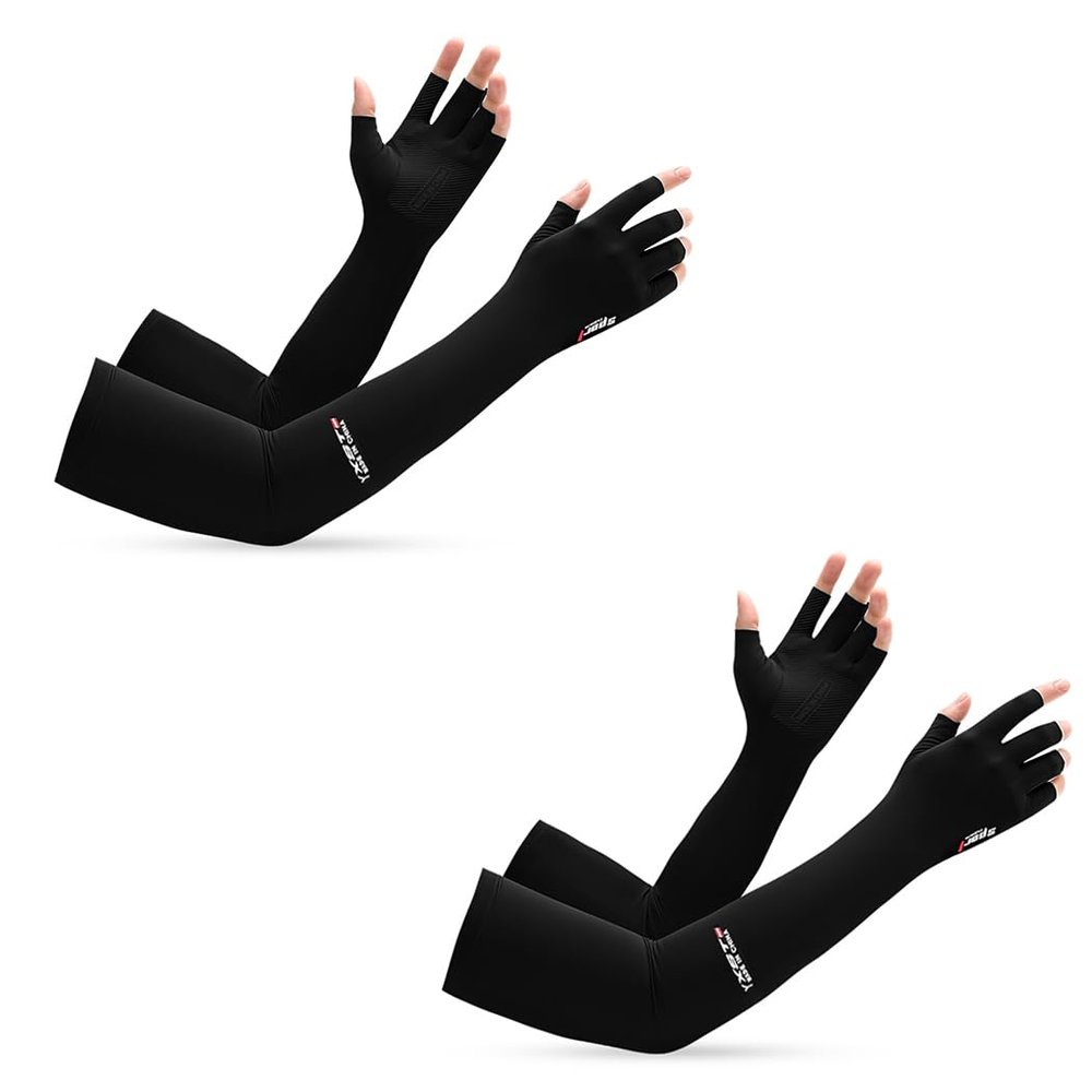 PALAY 2 Pairs Hand Gloves for Sun Protection Bike Riding Non-Slip Touch Screen UV Protection Arm Sleeves for Men Women Breathable Silk Cooling Hand Sleeves Breathable Arm Driving,Cycling
