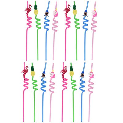 Catoz Set of 12 Plastic Straws in Mixed Designs Bright, Colorful, and Stylish for Parties or Daily Use