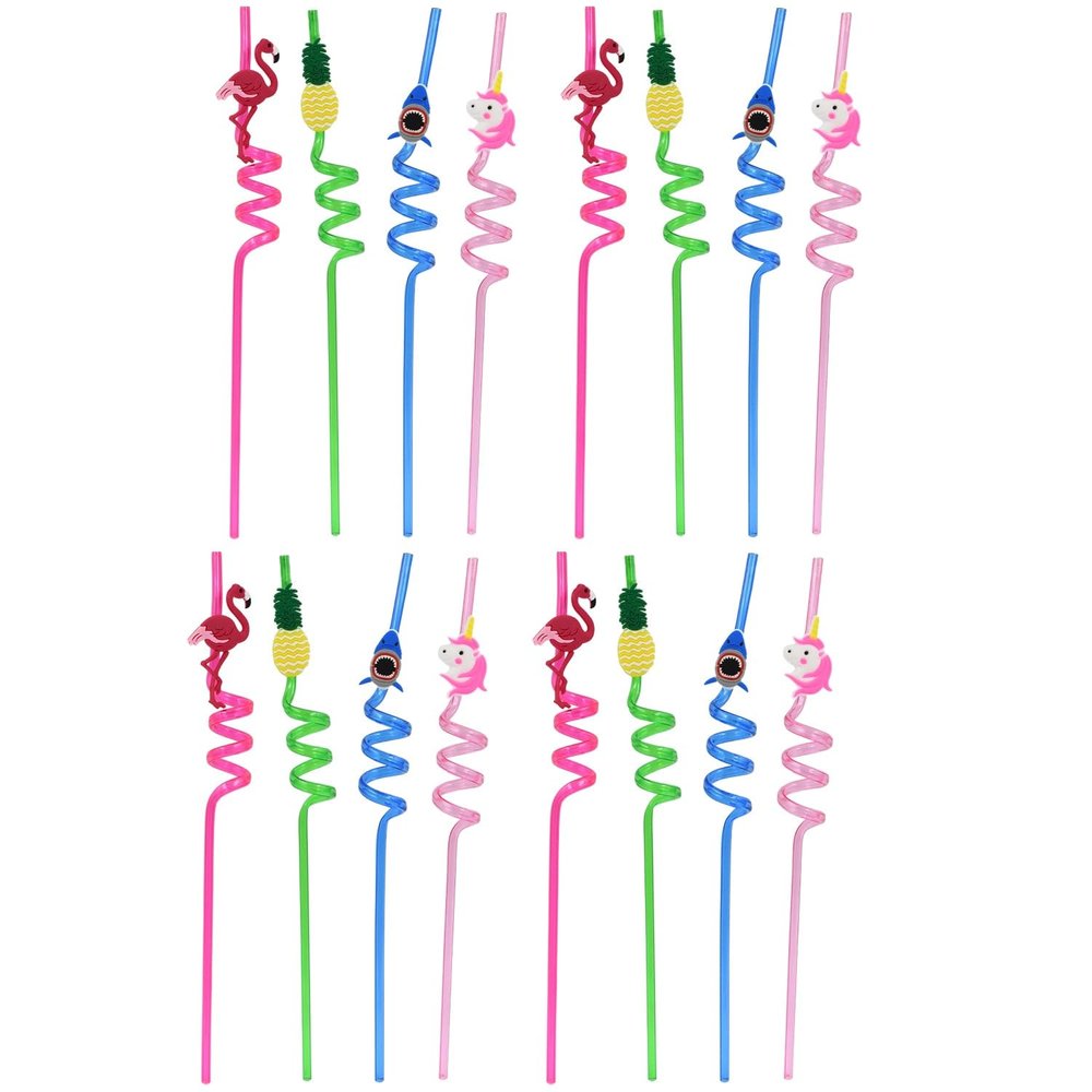 Catoz Set of 12 Plastic Straws in Mixed Designs  Bright, Colorful, and Stylish for Parties or Daily Use