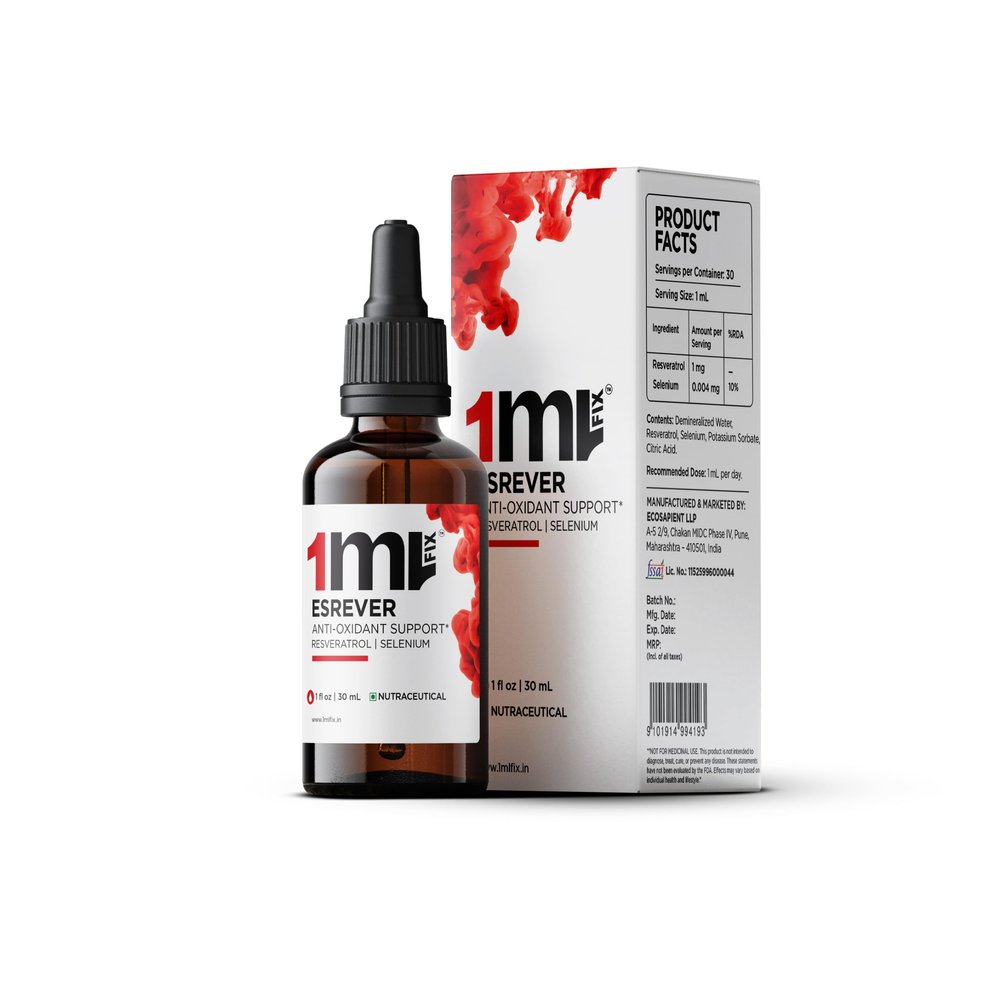 1MLFIX ESREVER Resveratrol- 30ML | 1ML/Serving | 30 Servings | ANTI-OXIDANT SUPPORT* | Contains Selenium |