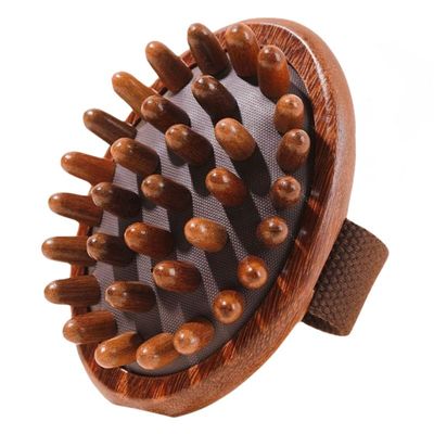 FENSIR Sandalwood Handheld Massage Comb with Belt | Wooden Meridian Massage Tool for Scalp, Back & Body | Natural Wooden Comb