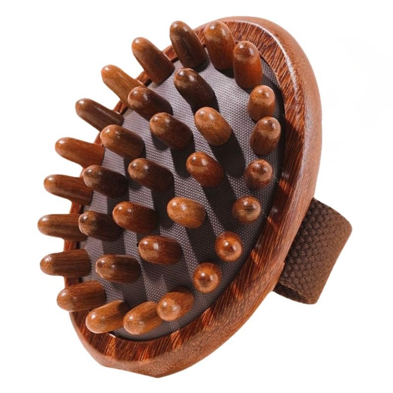 FENSIR Sandalwood Handheld Massage Comb with Belt | Wooden Meridian Massage Tool for Scalp, Back & Body | Natural Wooden Comb
