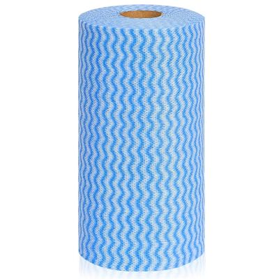 Disposable Kitchen Roll with Blue Wave Pattern, Household Paper Towels Pack of 1 (100 PullS | Home & Commercial Use