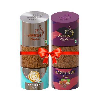 AVEON CAFE - Vanilla Hazelnut Flavoured Coffee Combo Pack (2 x 100g) | Rich Aroma & Smooth Taste | Premium Flavoured