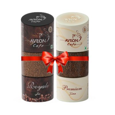 AVEON CAFE - Royale Premium Flavoured Coffee Combo (2 x 100g) | 100% Pure Aromatic & Bold Coffee Gift Hamper | Cafe-Style Brew at Home