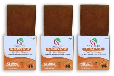 YASHARSH Kesuda Palash Bathing Soap | | Daily Bathing Soap For Men & Women | Natural Bathing Soap Base Soap With Nourishing - PACK OF 3