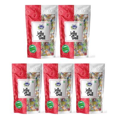 Tapi Jelly Ball | Mixed Fruit Jelly Gummies with 25% Fruit Pulp | Soft & Chewy Candy for Kids & Adults | 150g (pack of 5)