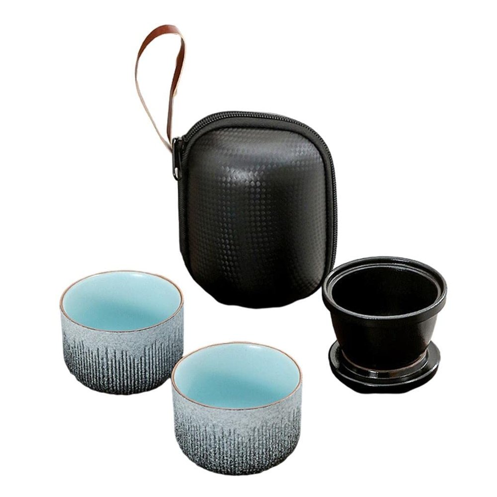 BNFTravel Tea Set Ceramic Handmade Tea Cup Portable Protective Bag for Hiking Double Version Black|Home & Garden | Kitchen, Dining & Bar | Dinnerware & Serving Dishes |1X Tea Set