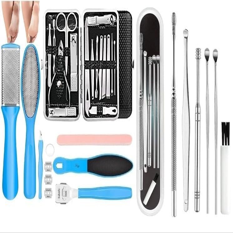 SKINPLUS 16 Pcs Manicue Kit with 8 Pcs Pedicure Kit with Ear Wax (Pack of 3) (200 g, Set of 3)