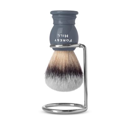 Forest Hill Ashford Premium Shaving Brush For Men, Super Soft Bristles & Ergonomic Design With Brush Holder, Compact & Easy Grip, Ideal For Personal & Professional Salon (Grey Brush & Stand)