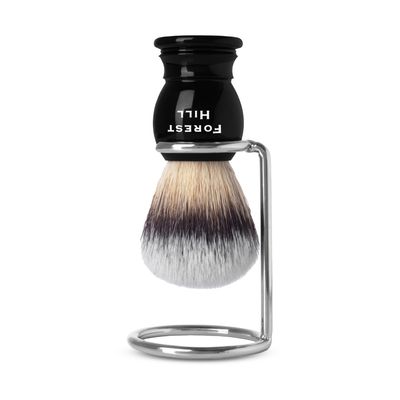Forest Hill Ashford Premium Shaving Brush For Men, Super Soft Bristles & Ergonomic Design With Brush Holder, Compact & Easy Grip, Ideal For Personal & Professional Salon (Black Brush & Stand)