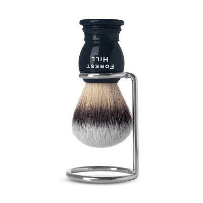Forest Hill Ashford Premium Shaving Brush For Men, Super Soft Bristles & Ergonomic Design With Brush Holder, Compact & Easy Grip, Ideal For Personal & Professional Salon (Blue Brush & Stand)
