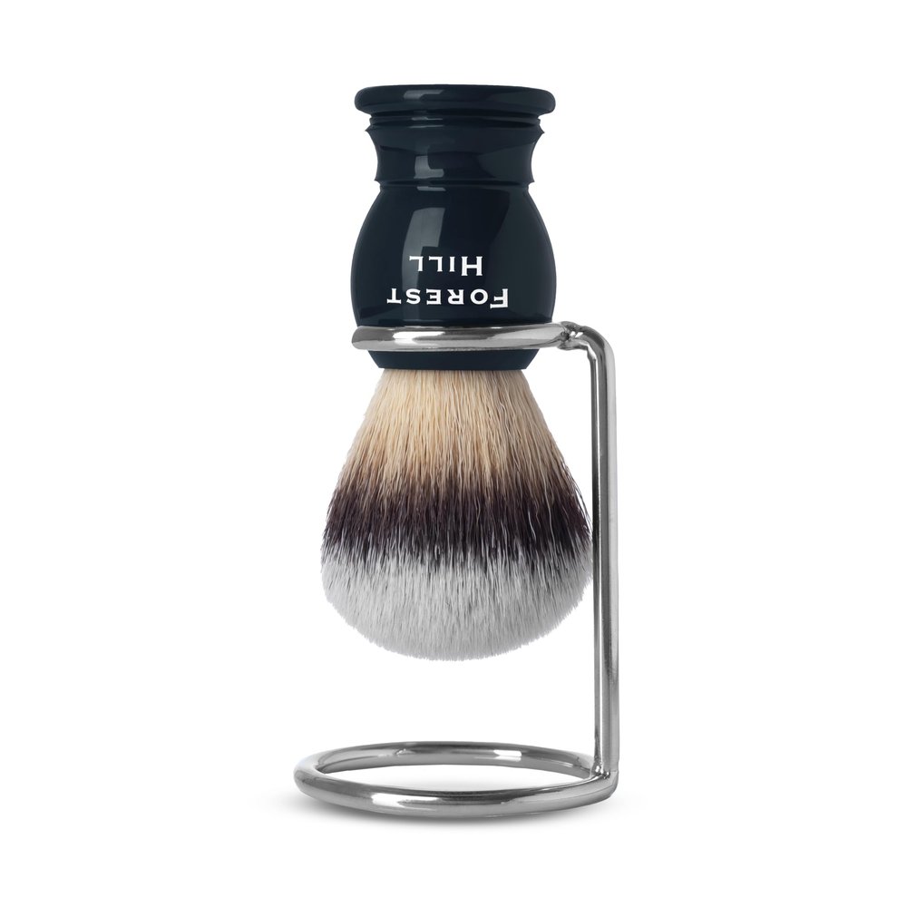 Forest Hill Ashford Premium Shaving Brush For Men, Super Soft Bristles & Ergonomic Design With Brush Holder, Compact & Easy Grip, Ideal For Personal & Professional Salon (Blue Brush & Stand)