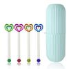 4pc Kids Tongue Cleaner Scraper with Capsule Holder for Travel, Portable Capsule Shaped Tooth Brush, Tooth Paste Storage Plastic Case, Flexible Design for Health, Brush Scrapper Oral Care Tool Pack view 1