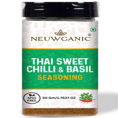 Neuwganic - Thai Sweet Chilli & Basil Seasoning - Thai Chilli Seasoning - Flavorful Thai Chilli Powder for Cooking & Marinades - Ideal for Stir-Fries, Grilled Dishes, and Sauces | 50 Gm