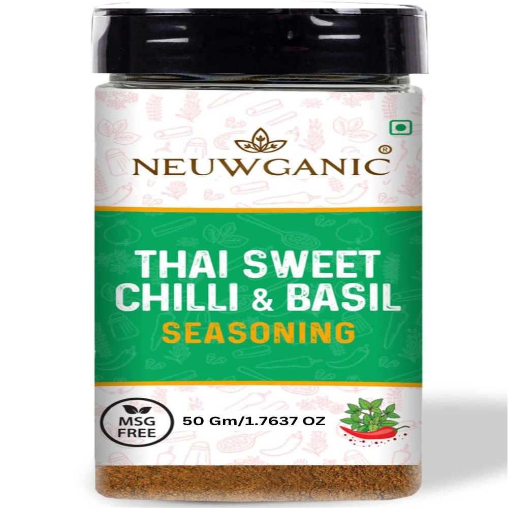 Neuwganic - Thai Sweet Chilli & Basil Seasoning - Thai Chilli Seasoning - Flavorful Thai Chilli Powder for Cooking & Marinades - Ideal for Stir-Fries, Grilled Dishes, and Sauces | 50 Gm