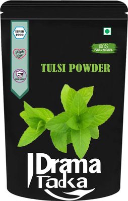 Drama Tadka Tulsi Leaves Powder | 100% Pure & Natural Holy Basil | Supports Immunity, Respiratory Health & Skin Wellness | Ayurvedic Herbal Supplement (100g) (100 gram)