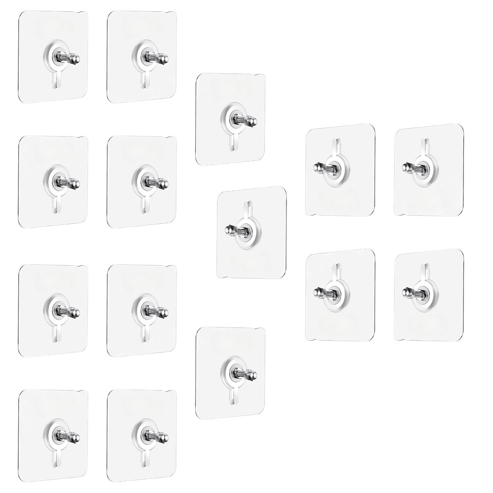 KIT FOR U Self Adhesive Wall Hooks | Transparent Hooks for Photo Frames, Keys | No Drilling, Waterproof & Reusable Hook for Bathroom, Kitchen, Home & Office Stainless Steel (Screw, Pack of 15)