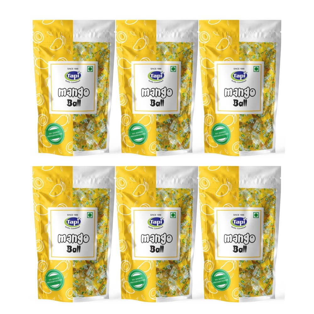 Tapi Mango Ball Fruit Jelly Gummies with 25% Mango Pulp | Soft & Chewy Candy for Kids & Adults | 160g (pack of 6)