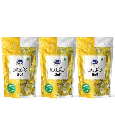 Tapi Mango Ball Fruit Jelly Gummies with 25% Mango Pulp | Soft & Chewy Candy for Kids & Adults | 150g (pack of 3)