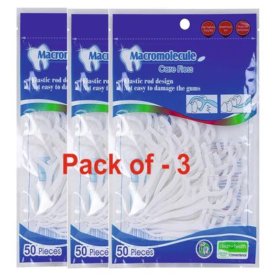 BEAUTY BRIGHT 3 in 1 Tooth Cleaning Dental Floss Fresh Toothpick Cleaners, Disposable Teeth Flossing Thread Toothpicks with tongue cleaner Stick for Fresh, Healthy and Breath Gums (3)