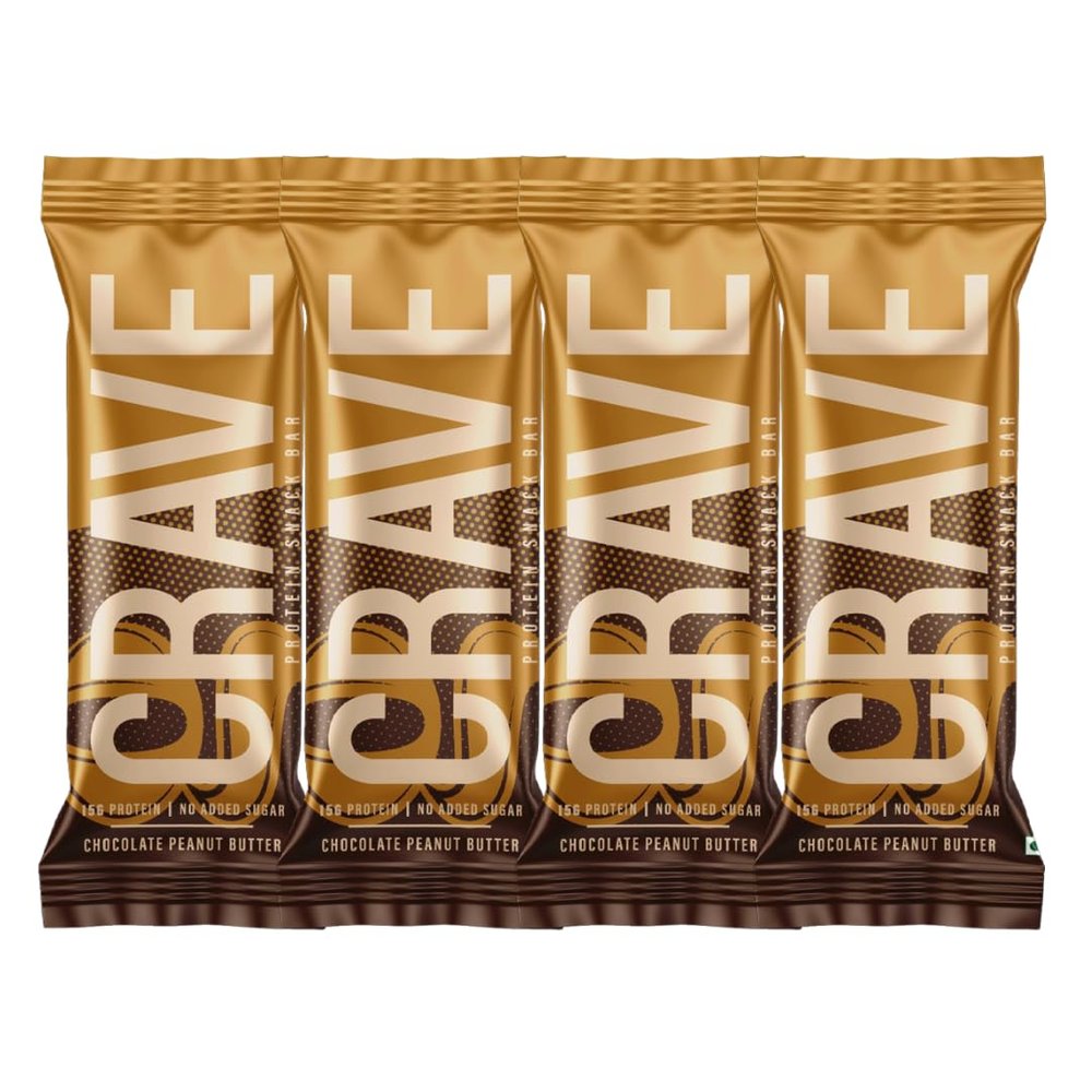 Green Protein Crave Plant Protein Bars Chocolate Peanut Butter (Pack of 4) | 15g Protein, Zero Added Sugar, High in Fiber | Crunchy Wafer Bar | Decadent Sugar-Free Chocolate, Creamy Nut Butters | Tastes like a Cheat Meal | 100% Vegetarian & Gluten-Fr