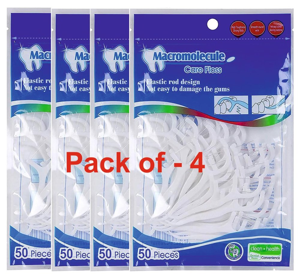 BEAUTY BRIGHT 3 in 1 Tooth Cleaning Dental Floss Fresh Toothpick Cleaners, Disposable Teeth Flossing Thread Toothpicks with tongue cleaner Stick for Fresh, Healthy and Breath Gums (4)