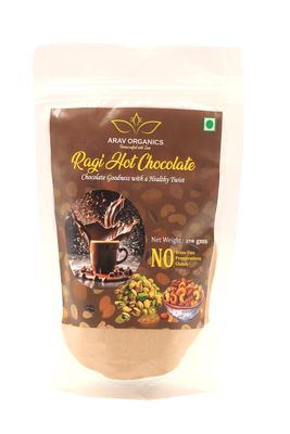 ARAV ORGANICS Ragi Hot Chocolate | Tasty and Healthy Drink | Instant Finger Millet Drink Mix | High Fiber & Rich in Minerals, Gluten-Free | Ready-to-Mix Beverage for Kids & Adults (250g)