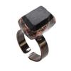 Honmin Black Tourmaline Rough Stone Adjustable Ring | Natural Healing Crystal Fashion Hand Jewelry for Men & Women view 1