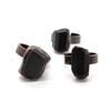 Honmin Black Tourmaline Rough Stone Adjustable Ring | Natural Healing Crystal Fashion Hand Jewelry for Men & Women view 2