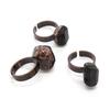 Honmin Black Tourmaline Rough Stone Adjustable Ring | Natural Healing Crystal Fashion Hand Jewelry for Men & Women view 3